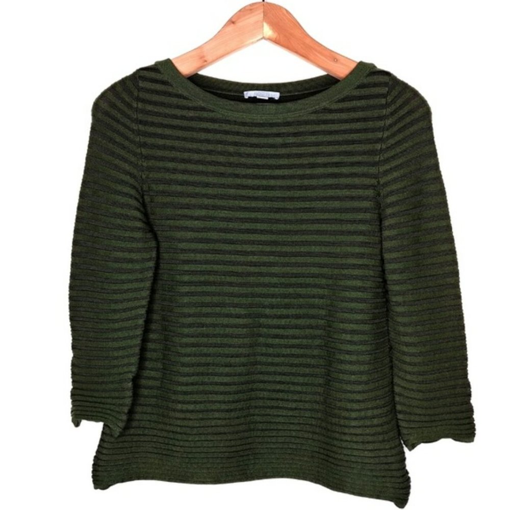 COS Womens A-Line Stripe Jumper Green Size Extra Small‎